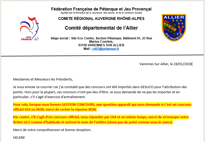 gestion concours Hélène